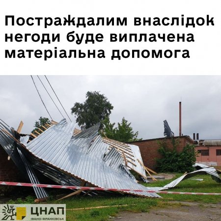 Постраждалим внаслідок негоди буде виплачена матеріальна допомога